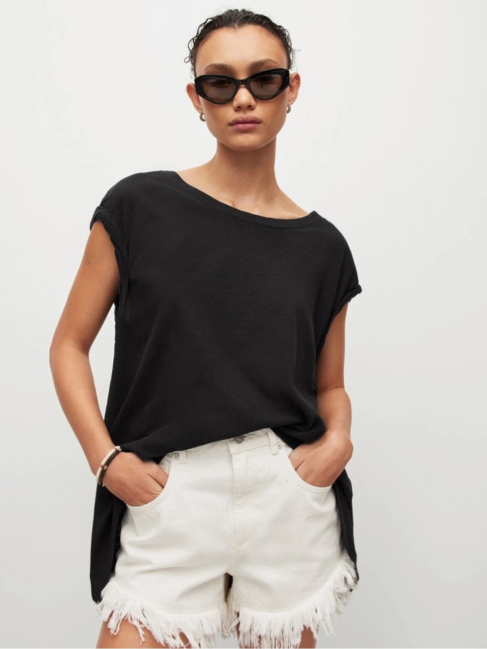 All Saints Sanza Tank Top in black , sz : medium